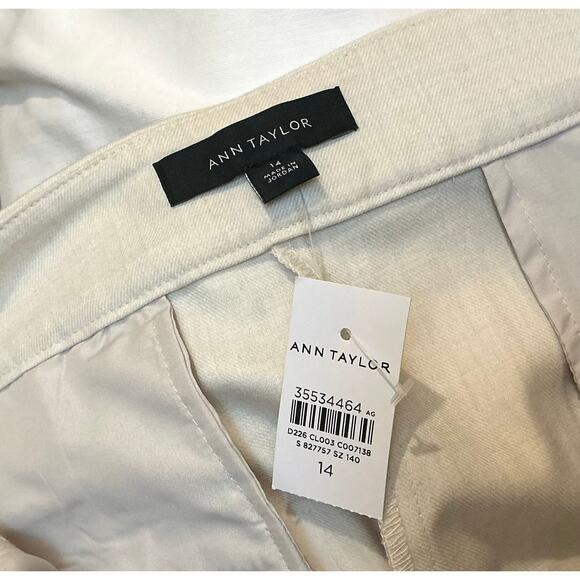 Classic Tailored Ann Taylor Straight Leg High-Rise Pleated Pants Cream SZ 14 NWT - Picture 5 of 10